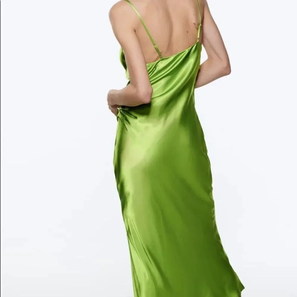 Zara neon green slip dress - Picture 7 of 16